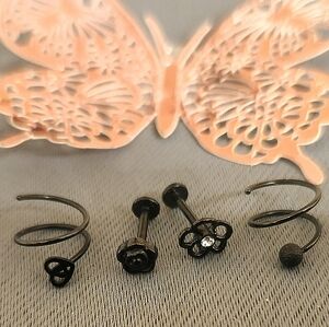 Set of four black piercings
